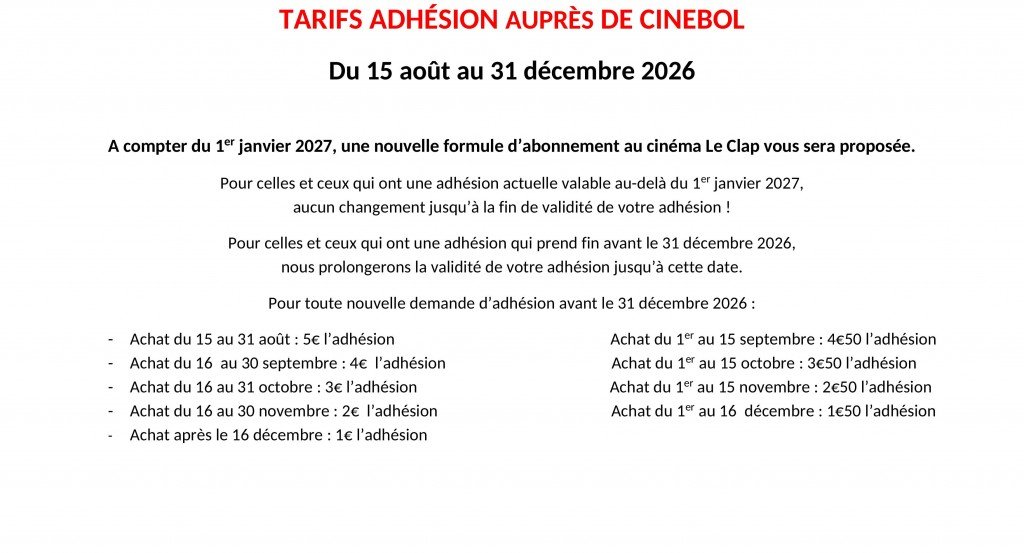 actualité Tarifs Adhérents